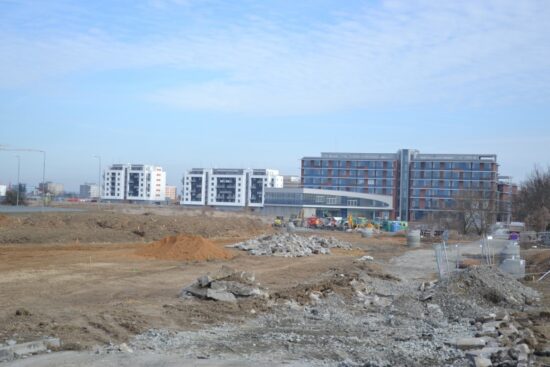 Stavba nové trati na Borská pole v Plzni