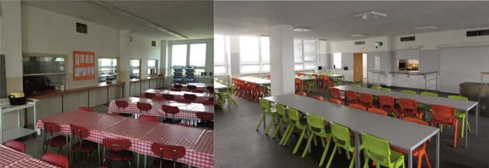 jídelna před a po