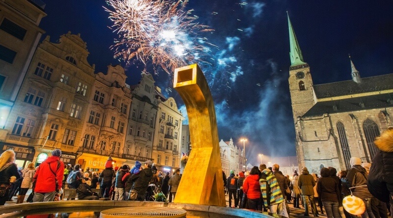 ohňostroj v Plzni