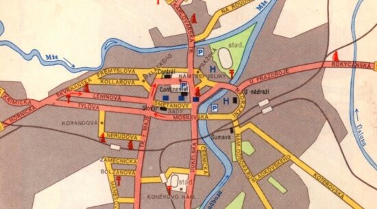 mapa plzě za komunistů