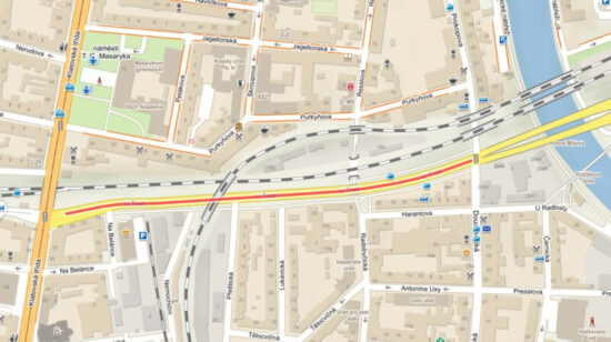 ulice u Trati - mapa