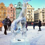 Ledové sochy na náměstí Republiky v Plzni 2021