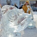 Ledové sochy na náměstí Republiky v Plzni 2021