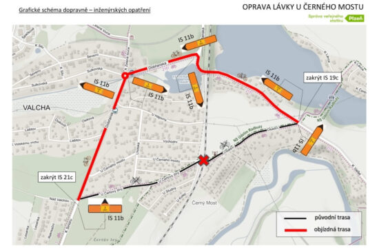 Objízdné trasy Lávka U Černého mostu DIO-1