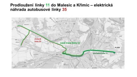 Mapa linky 11 od 1. září 2021