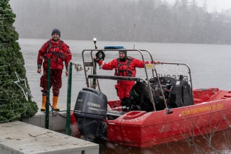 Vánoční strom na Borské přehradě