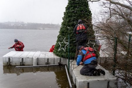 Vánoční strom na Borské přehradě