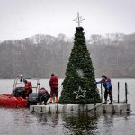 Vánoční strom na Borské přehradě