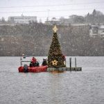 Vánoční strom na Borské přehradě