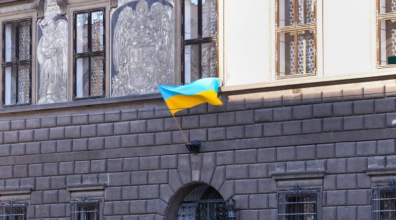 Ukrajinská vlajka na radnici
