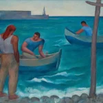 Rybář 1958 - obraz premalovan do teto podoby v letech 1962-1965