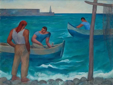 Rybář 1958 - obraz premalovan do teto podoby v letech 1962-1965