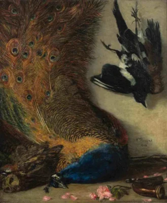 Karel Purkyně, Zátiší s pávem (Cikánova lovecká kořist), 1861, ZČG