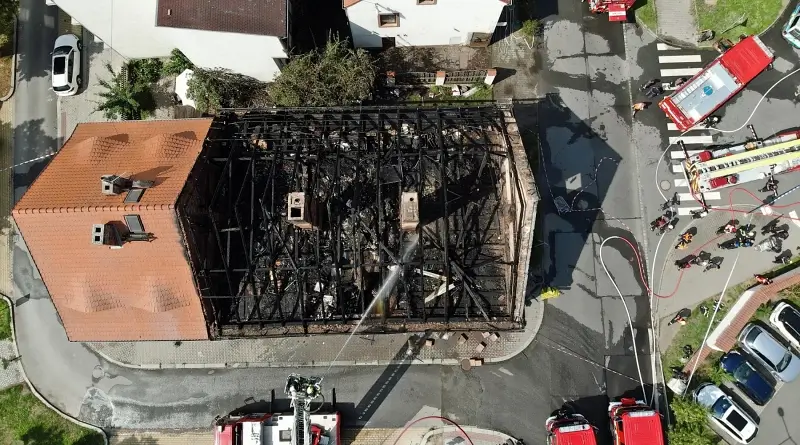 Zásah při požáru na Roudné