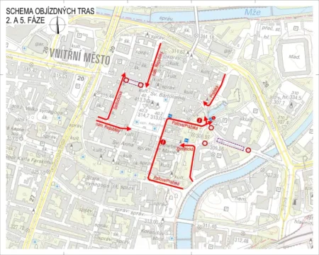 Schéma objízdných tras