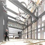 Přízemí – pohled ke vstupu a baru