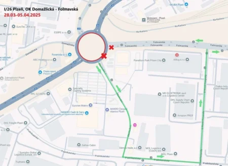 Schéma uzavírek a objízdných tras