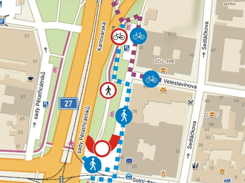 mapka obchozích a objízdných tras