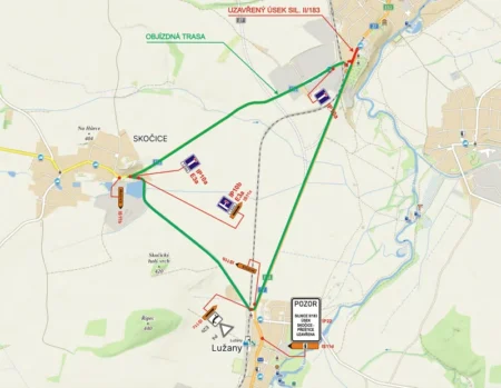 Objížďka přes Skočice