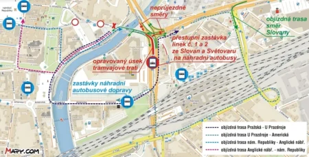 Schéma objízdných tras